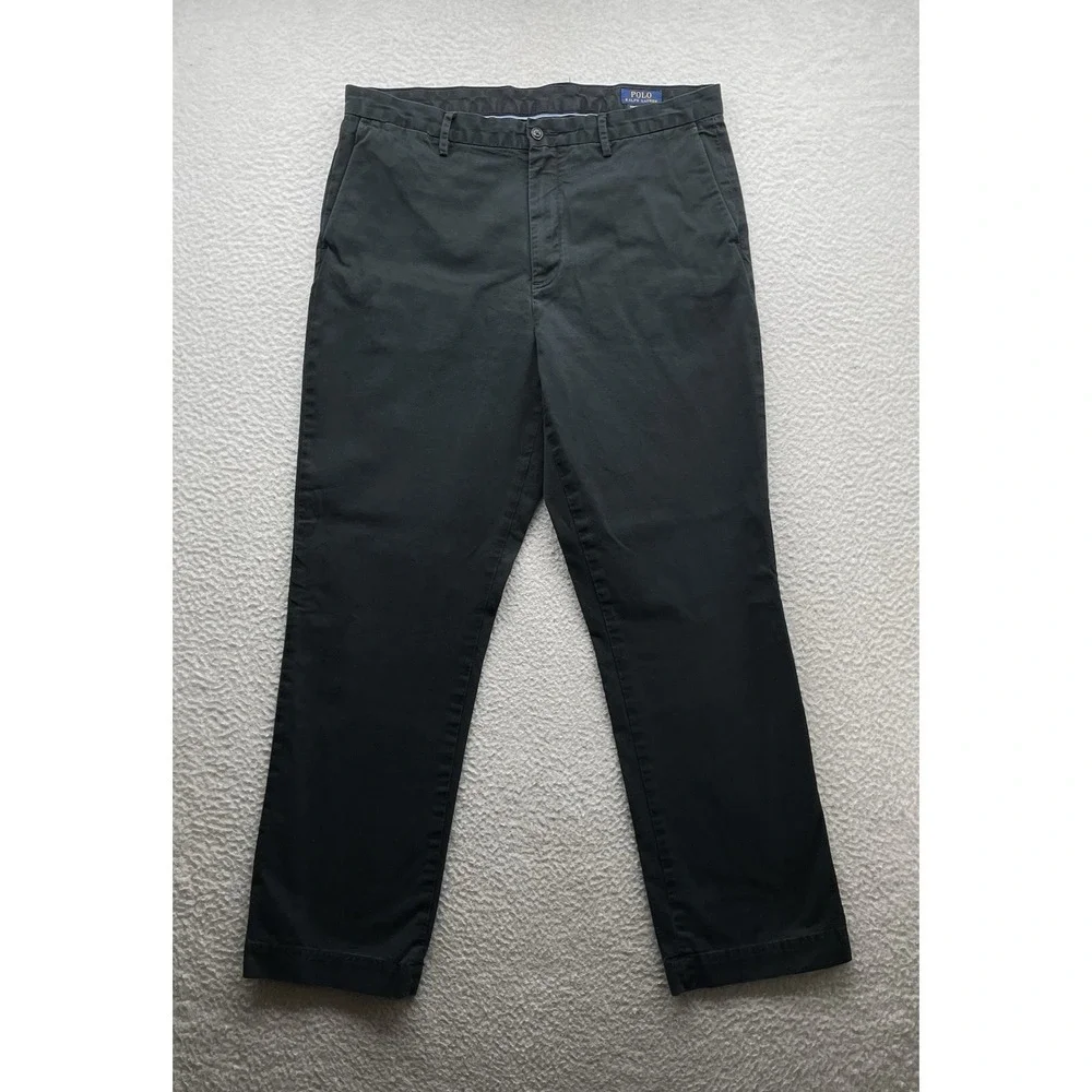 Polo Ralph‎ Lauren Chino Pants Mens 37x32 (Tag 36x32) Black Stretch Classic Fit